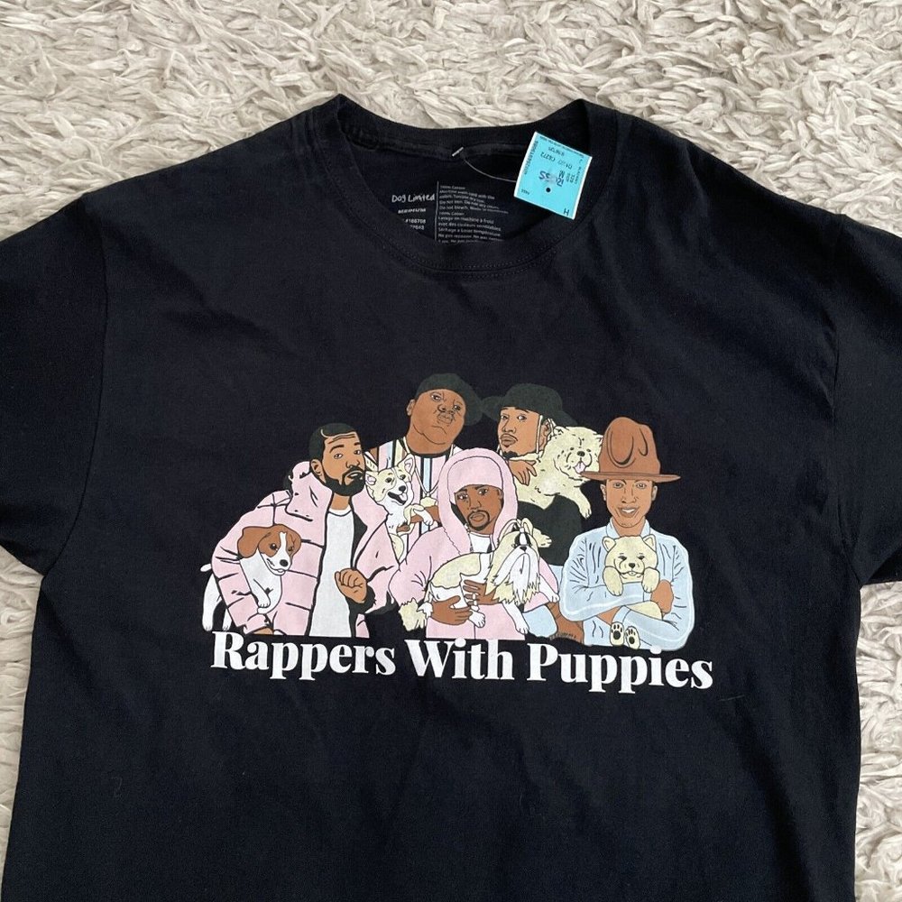 Dog Limited Rappers With Puppies Rare Hip Hop Black Shirt Drake Biggie Cam Sz M